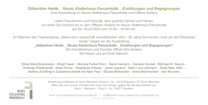 Einladung zu den offenen Ateliers am 5. Mai 2024 von 11 - 18 Uhr
