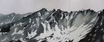 „Bergpfanne, vom Gipfel des Tiaun aus gesehen (Schweizer Alpen)“, 2012, aus der Serie: „mountains“ ,Öl auf Leinwand, 3-teiliges Werk, Größe: 3,00 x 1,20 m 